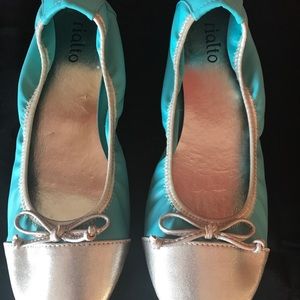 Rialto blue/green padded ballet flats - size 8.